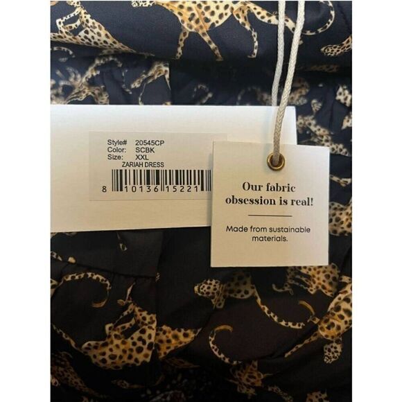 Leota Dress Womens XXL Plus Mini Poplin Cheetah Boho Animal Nature - Picture 6 of 6